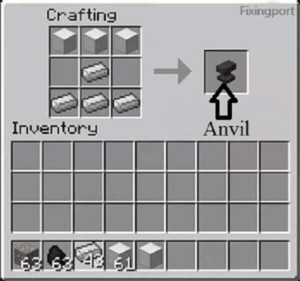 minecraft anvil recipe